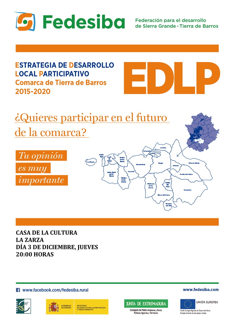 Cartel Sesión de participación EDLP La Zarza 3 de diciembre