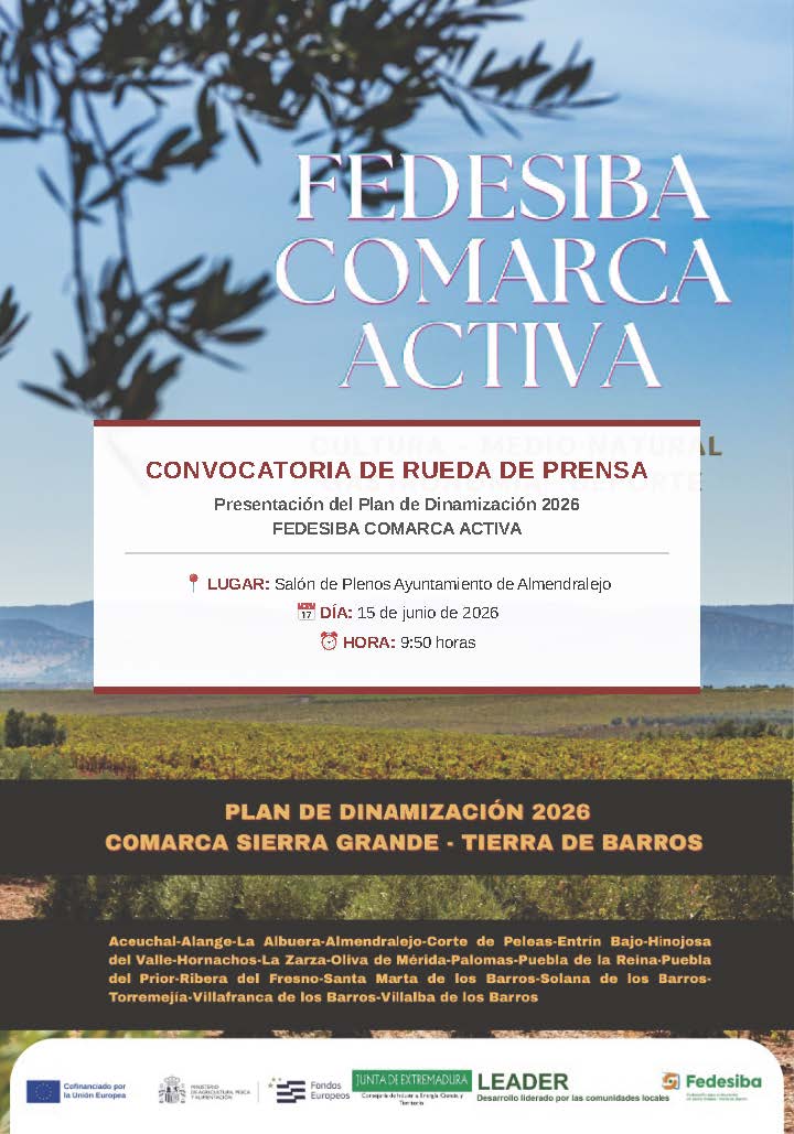 CONVOCATORIA RUEDA DE PRENSA  SALÓN DE PLENOS AYUNTAMIENTO DE ALMENDRALEJO  9:50 HORAS  DÍA 15 DE JUNIO DE 2026